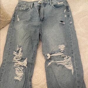 Blue Ripped Boyfriend Jeans